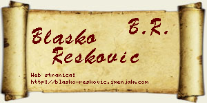 Blaško Resković vizit kartica